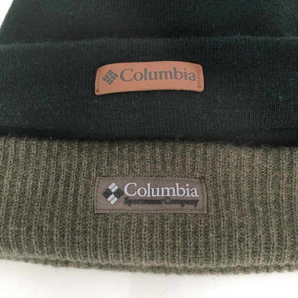 Columbia Winter Beanie Hat Bundle Army Green & Black Outdoor Stretch Mens OS - Picture 2 of 8